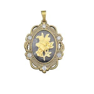 Muzhe Necklace Charm Cameo Black Drop Tassel Flower Butterfly Gems Oval Fashion